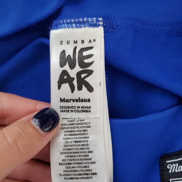 Zumba For Zumba Lovers High Waisted Ankle Leggings Surfs Up Blue Size Medium - Picture 11 of 13